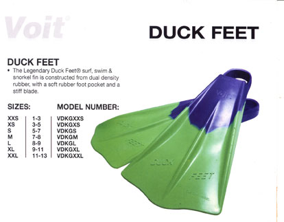 voit duck feet fins size chart - Keski