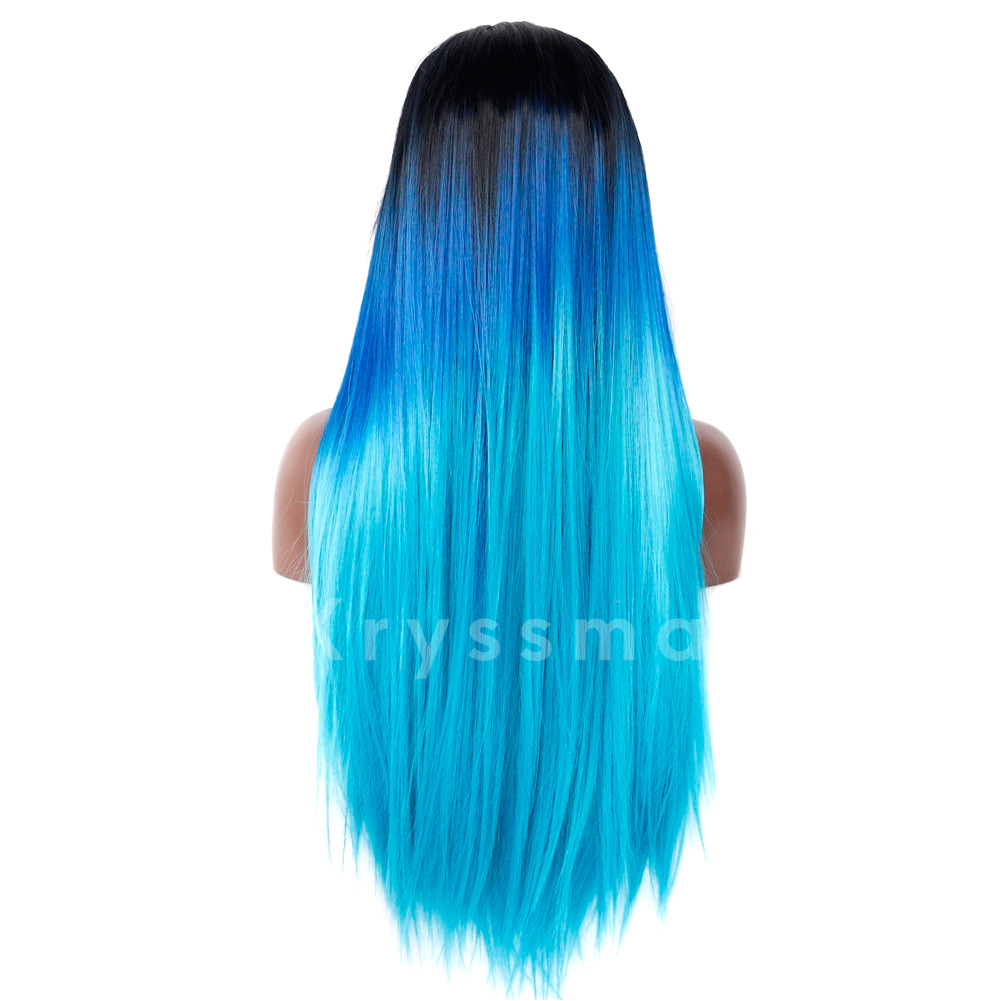 Ombre Blue Straight Synthetic lace Front Wigs Beatrice Official Site‎