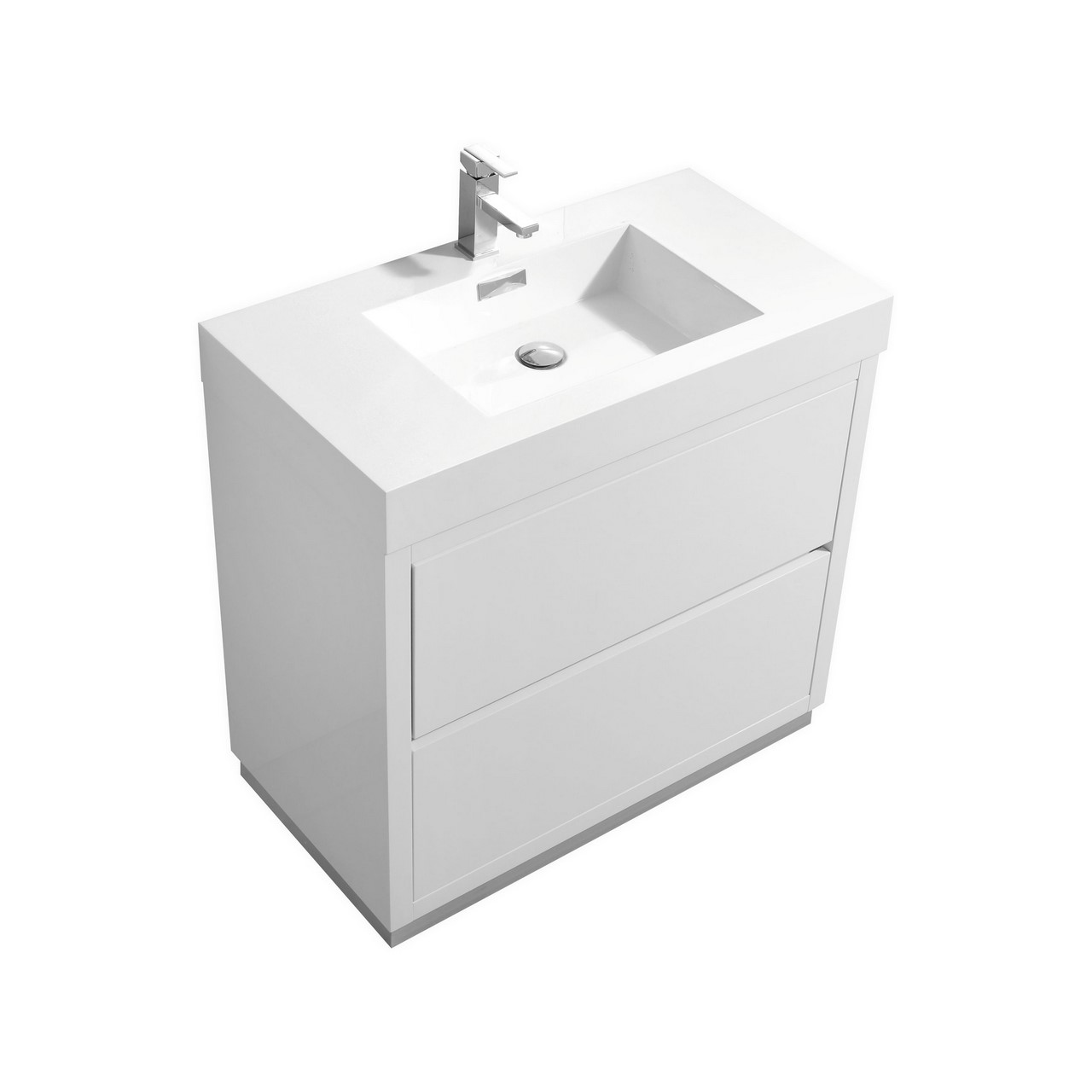 Bliss 36" High Gloss White Free Standing Modern Bathroom Vanity