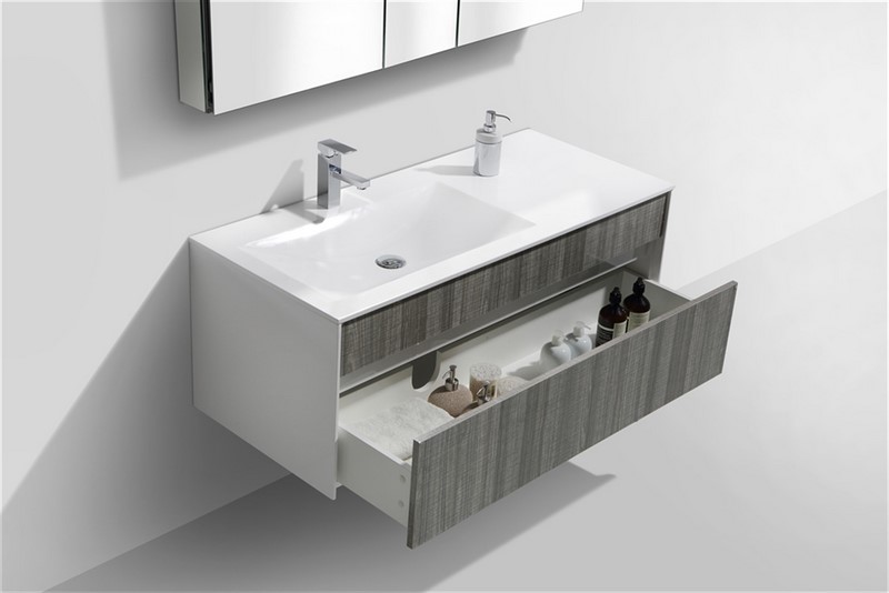 Fitto 48″ Ash Gray Wall Mount Modern Bathroom Vanity