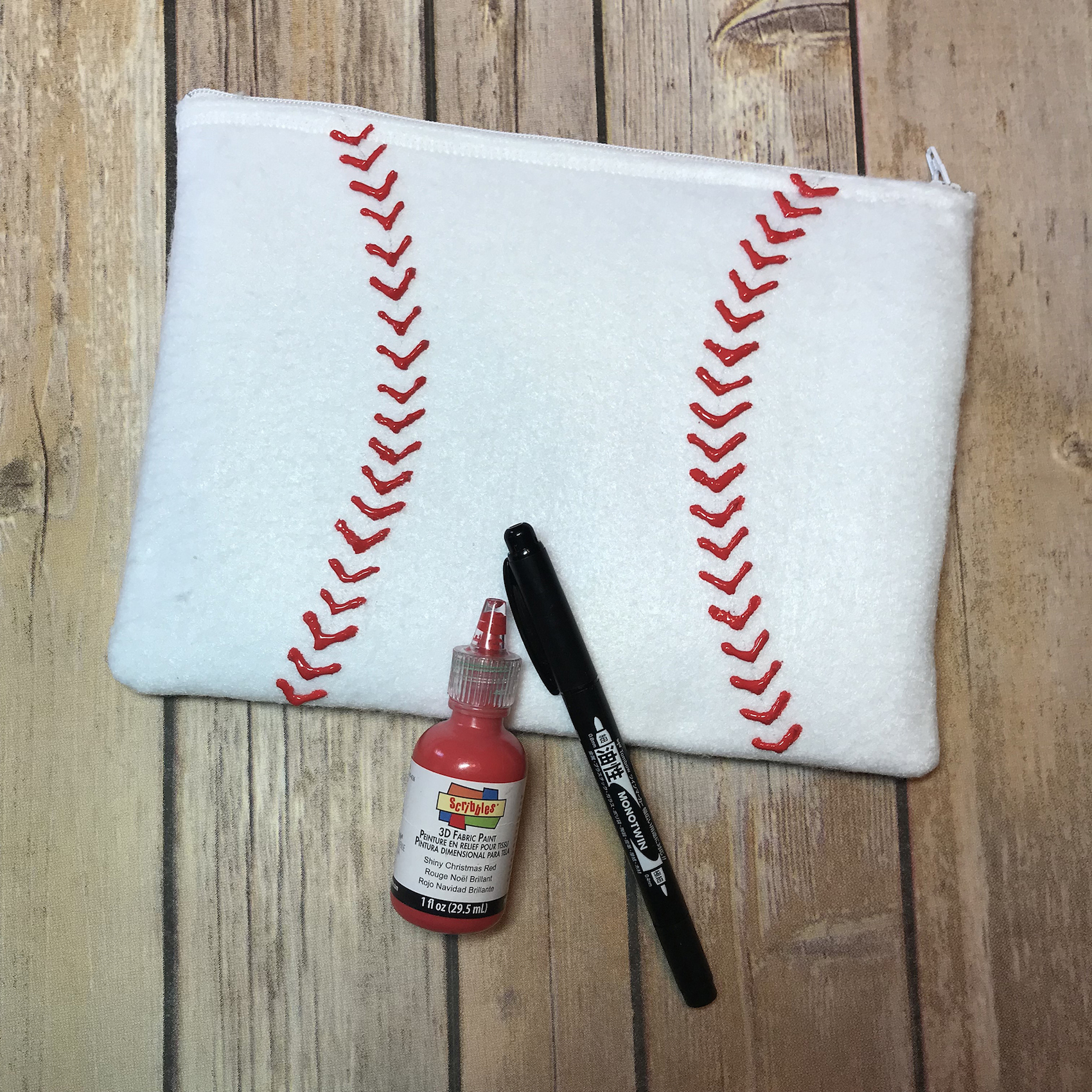 Baseball Zipper Pencil Pouch Kunin Felt