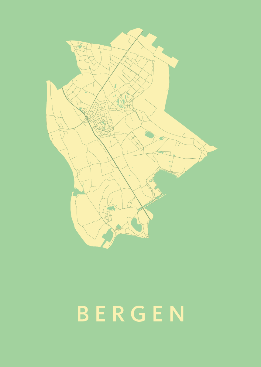 Bergen Nederland Kaart Van Bergen Spring Stadskaart poster Kunst in Kaart