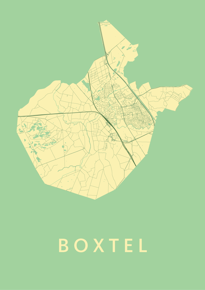 Boxtel Kaart Nederland Capital Boxtel Spring Stadskaart Plattegrond Poster Kunst in Kaart