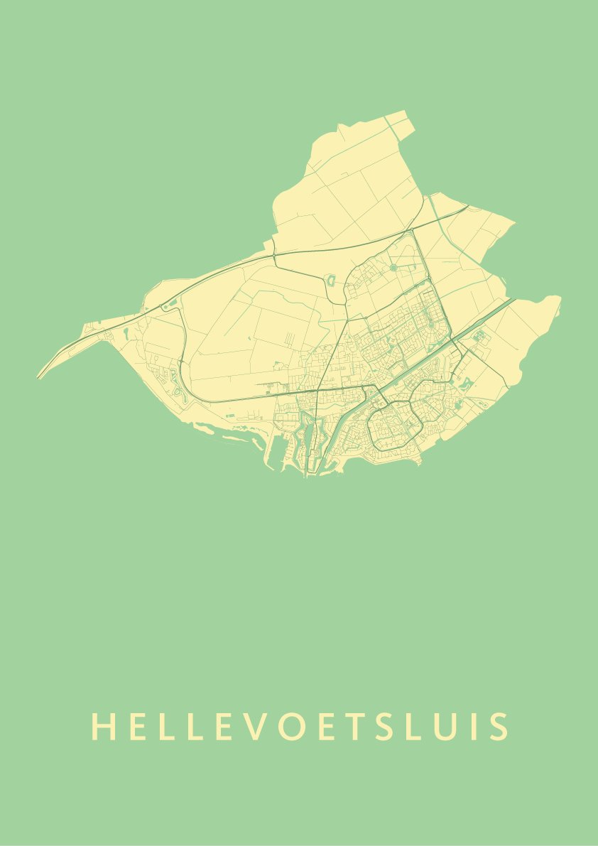 Hellevoetsluis Kaart Nederland Van Hellevoetsluis Spring Stadskaart Plattegrond Poster Kunst in Kaart