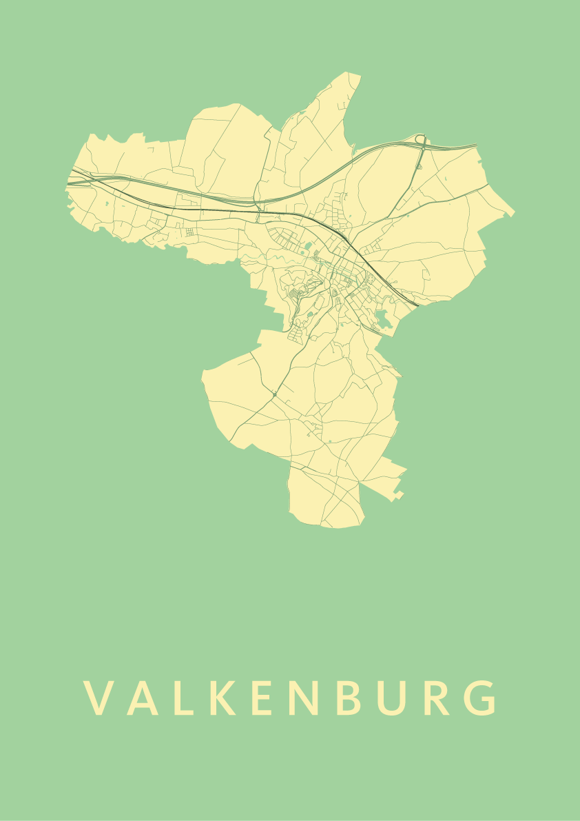 Valkenburg Kaart Nederland Valkenburg Spring Stadskaart poster Kunst in Kaart