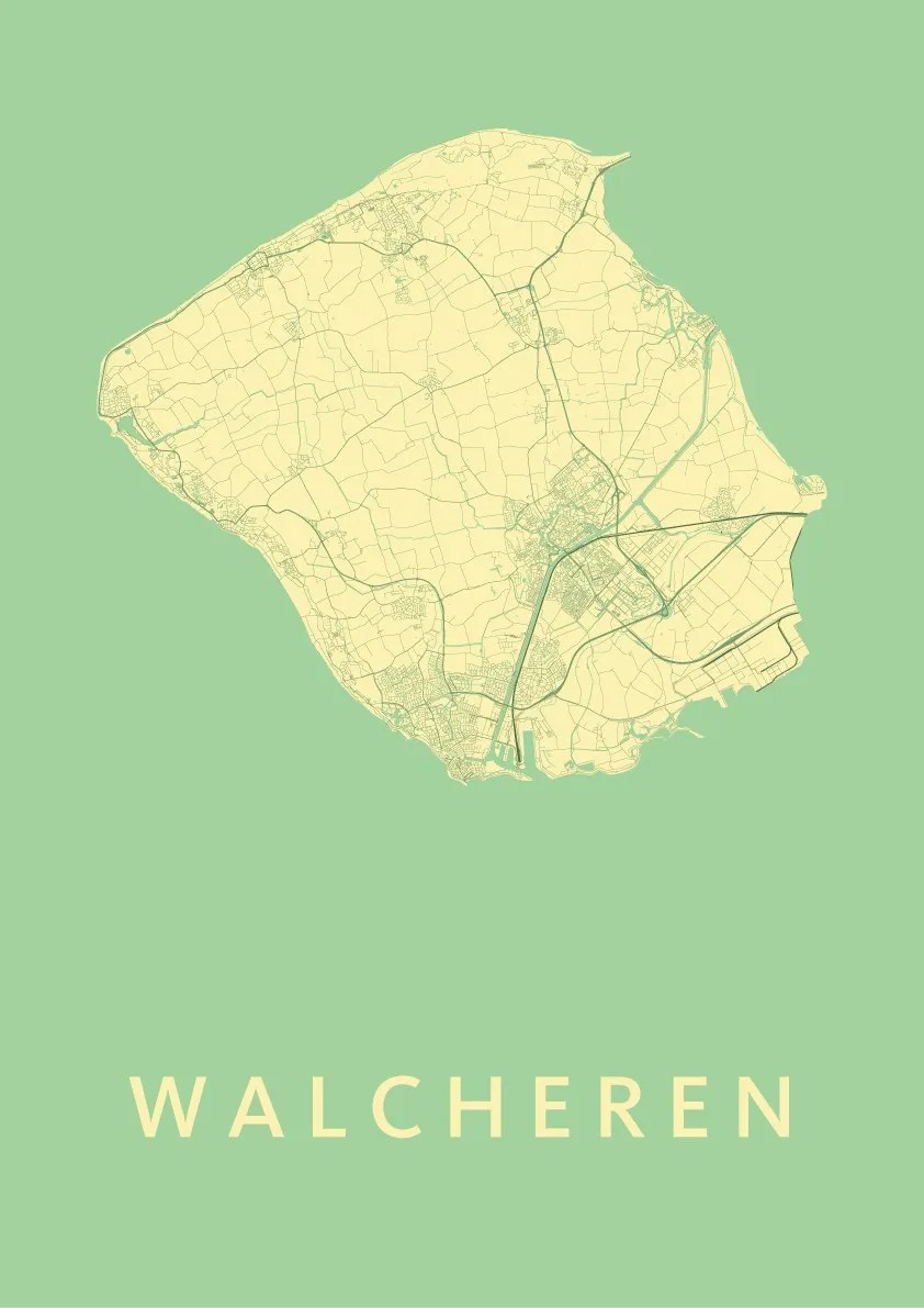Landkaart Walcheren Zeeland Walcheren Spring Map