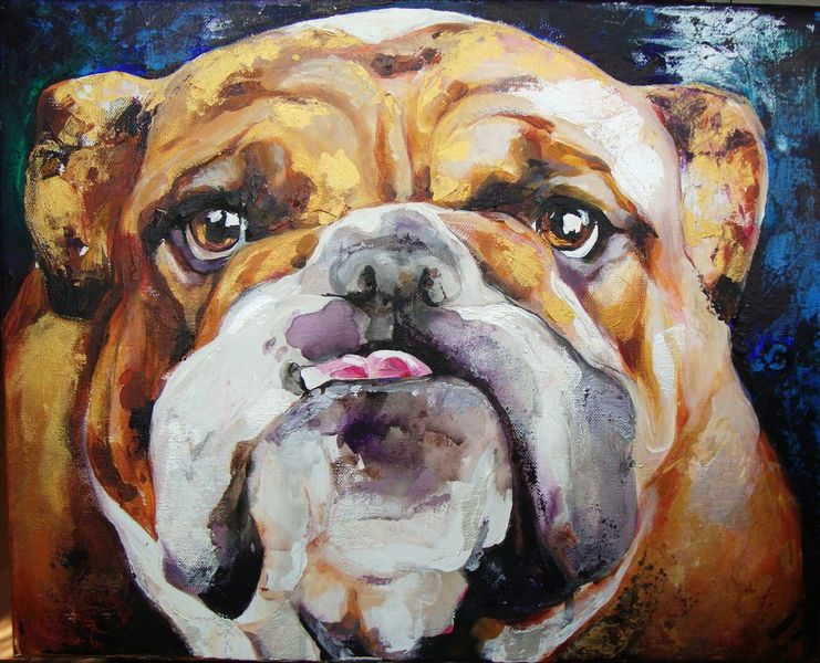 Bulldogge Gemälde, Acrylmalerei, Hund, Tiere von elena