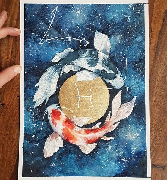 Fische Pisces, Zodiak, Astrologie, Sternhimmel von Zurkaart bei