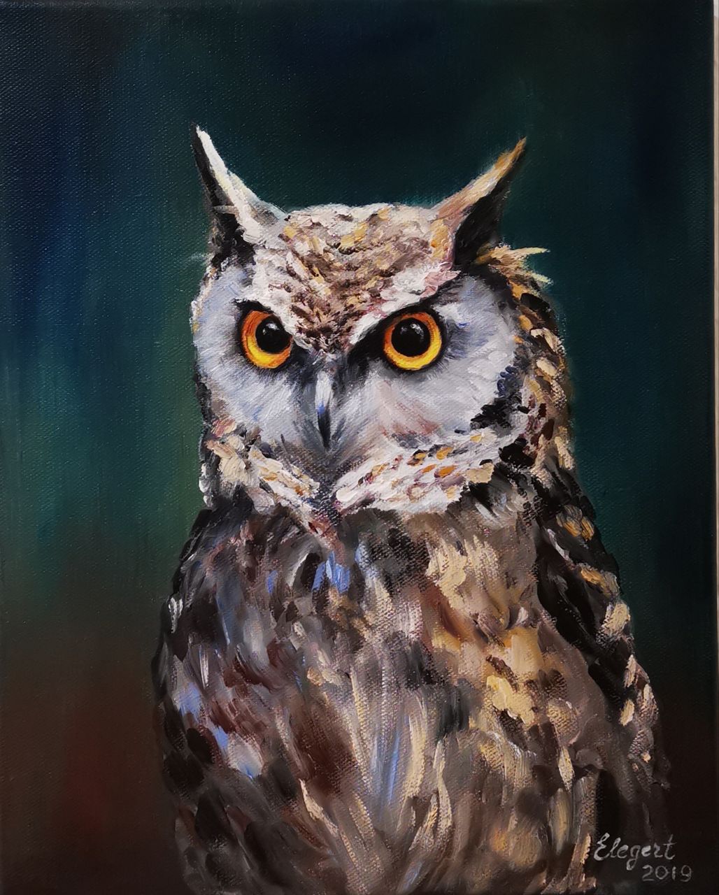 Eule Eule, Vogel, Ölmalerei, Natur von Elli777 bei