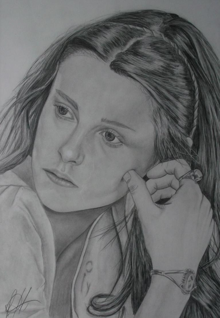 VERTRÄUMT Frau, Bleistiftzeichnung, Mädchen, Portrait von narnia