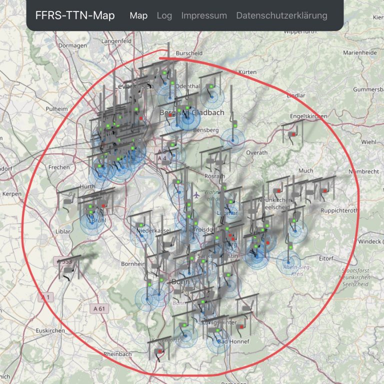 Gateway Karte TTN Gateway Karte für Troisdorf und Umgebung kurm.de