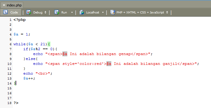 Contoh Program Php Menampilkan Bilangan Ganjil Dan Genap