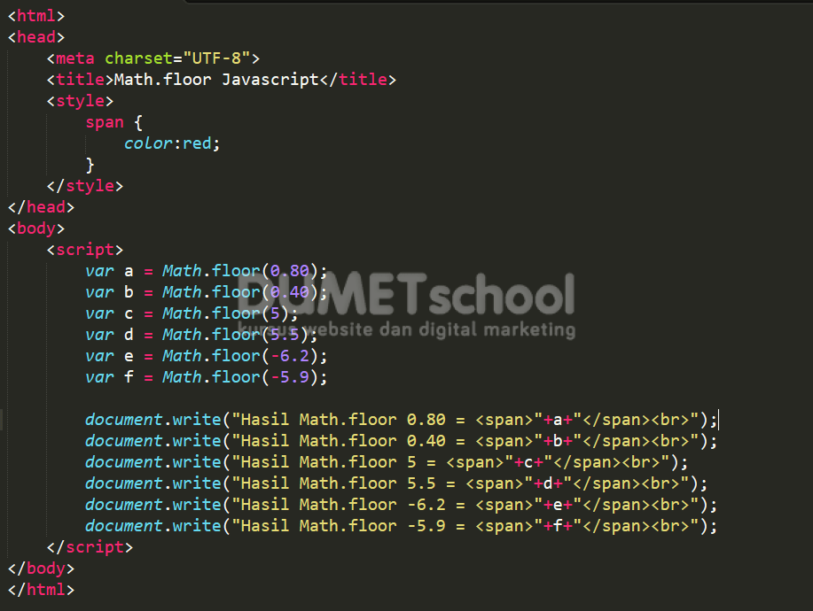 Mengenal Fungsi Math.floor() pada Javascript Kursus site Terbaik