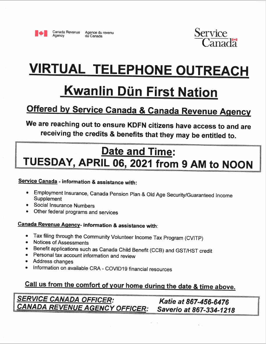Canada Revenue Agency, and Service Canada Virtual Telephone Outreach