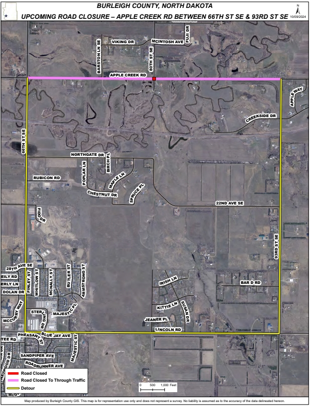 Apple Creek Road to close for culvert installation next week