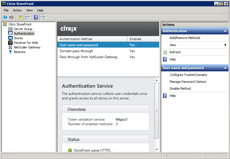 Enabling Passthrough with Citrix StoreFront and XenApp Services URLs