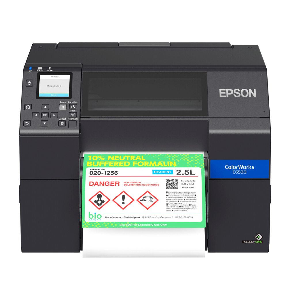 ColorWorks CWC6500P Color Inkjet Label Printer with PeelandPresent LabelBasic.ca