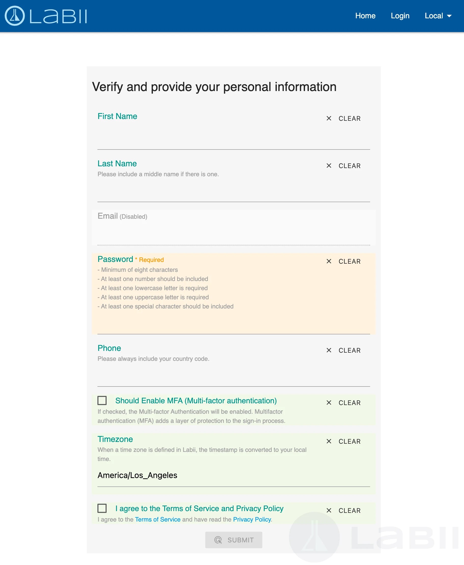 Setup an account Documentation