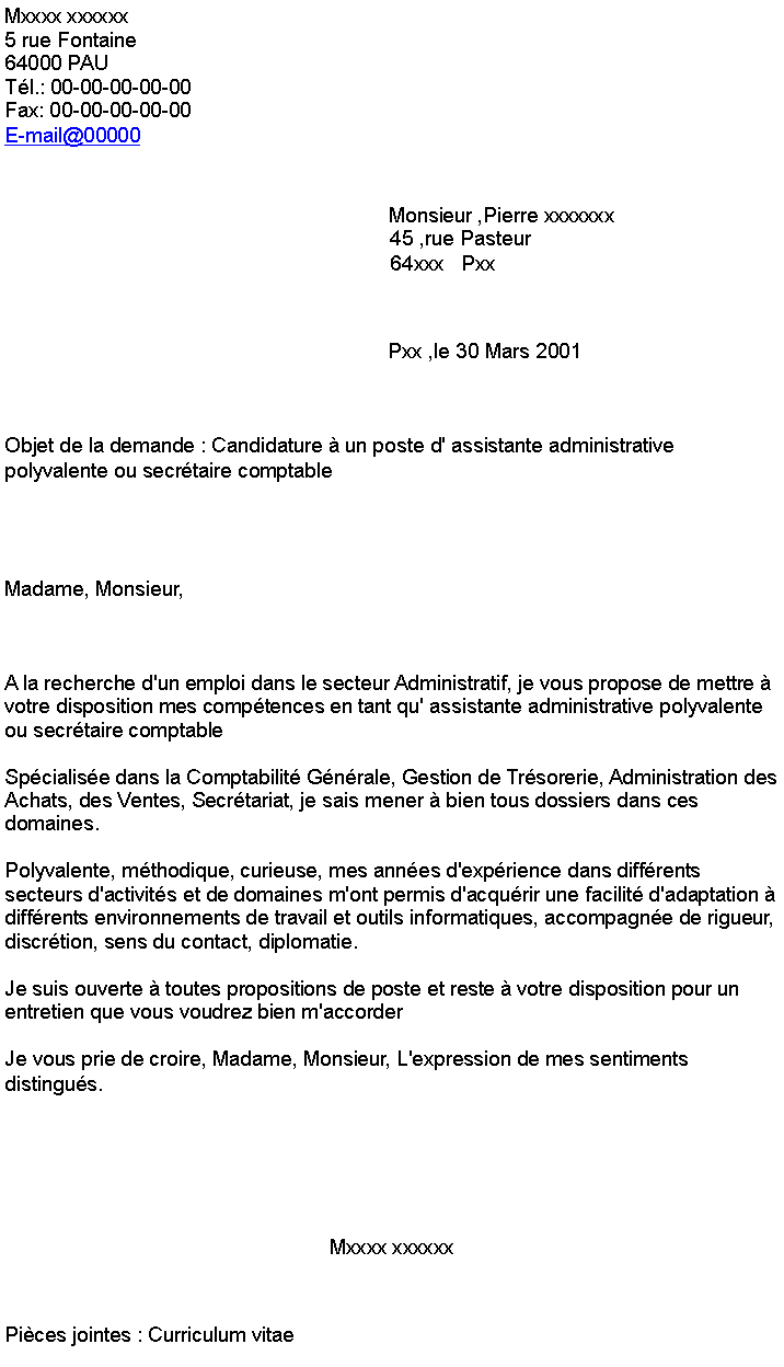 Lettre de motivation secretariat administratif laboitecv.fr