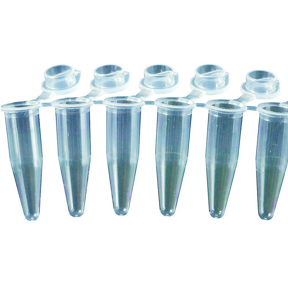 Microtubes PCR 0,2 ml en barrette avec capuchons solidaires
