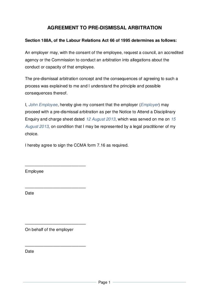 What Is Arbitration Agreement Template Best of Document Template