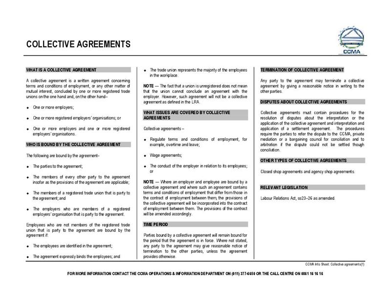 Collective Agreements CCMA, Document, Labour Law, South Africa, Pdf