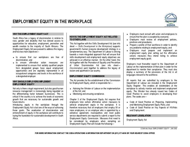 Employment Equity CCMA, Document, Labour Law, South Africa, Pdf