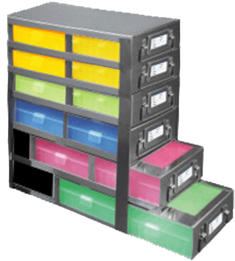 Upright Freezer Drawer Racks for 100Cell Hinged Plastic Storage Boxes