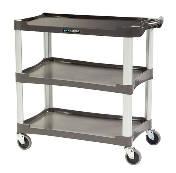 Lakeside 2503 Plastic Utility Cart (18"x 36") 3 Shelves 300 lbs