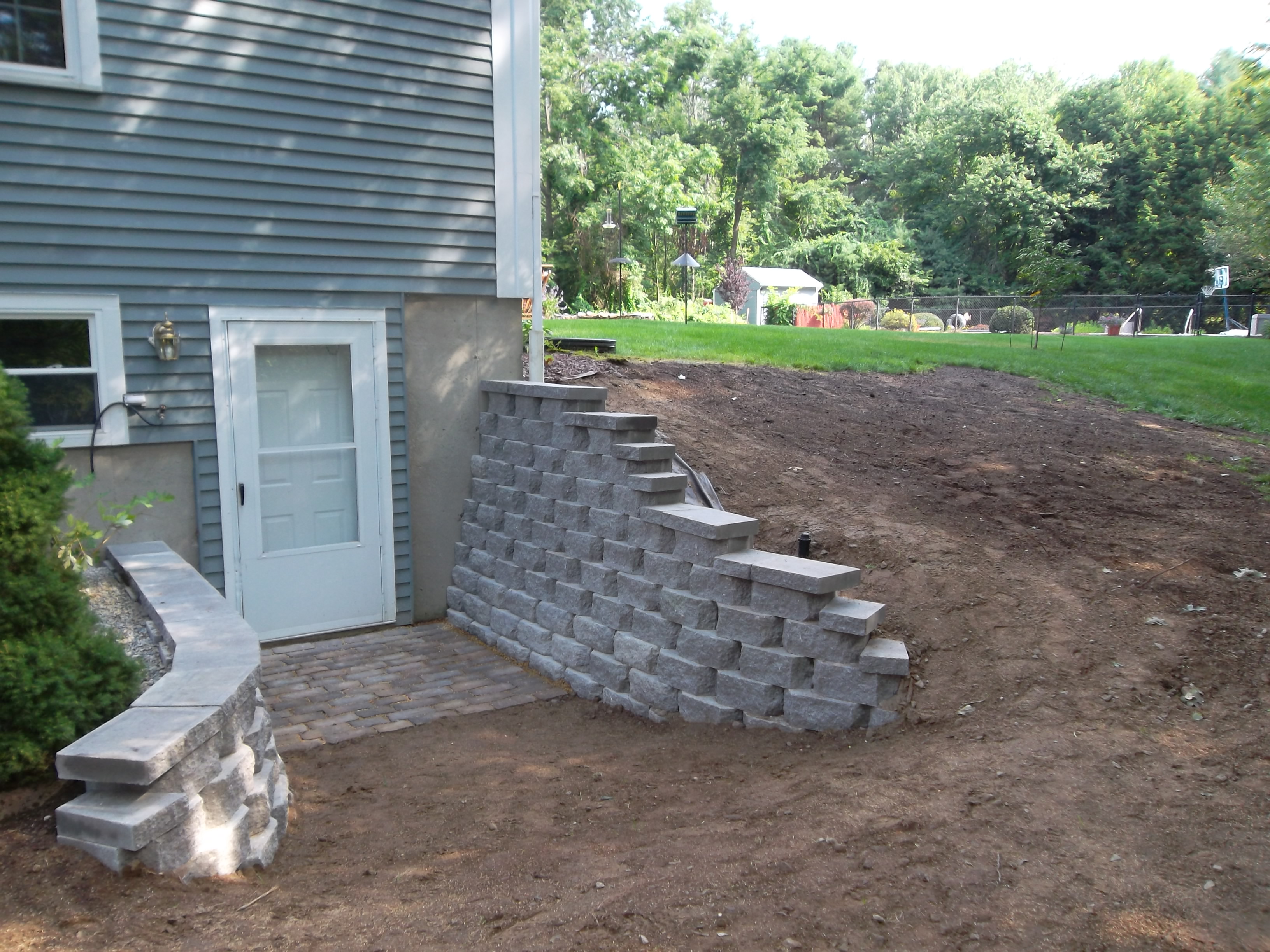 New retaining wall in Londonderry NH LaBrie Property Maintenance and
