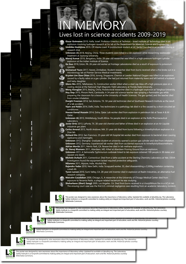 Memorial Wall Lives Lost in Science Accidents Lab Safety Institute