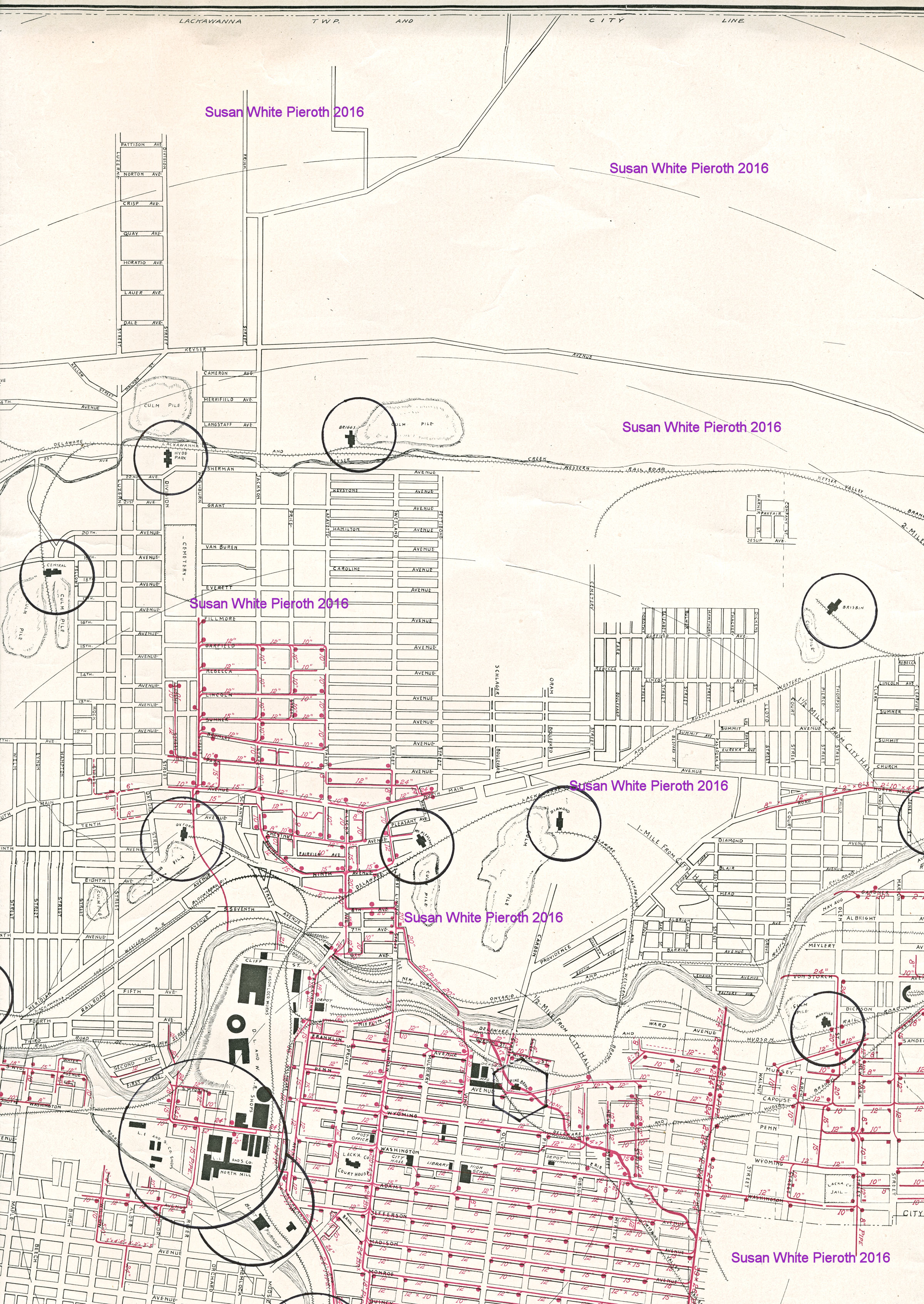1900 General Map of Scranton, PA