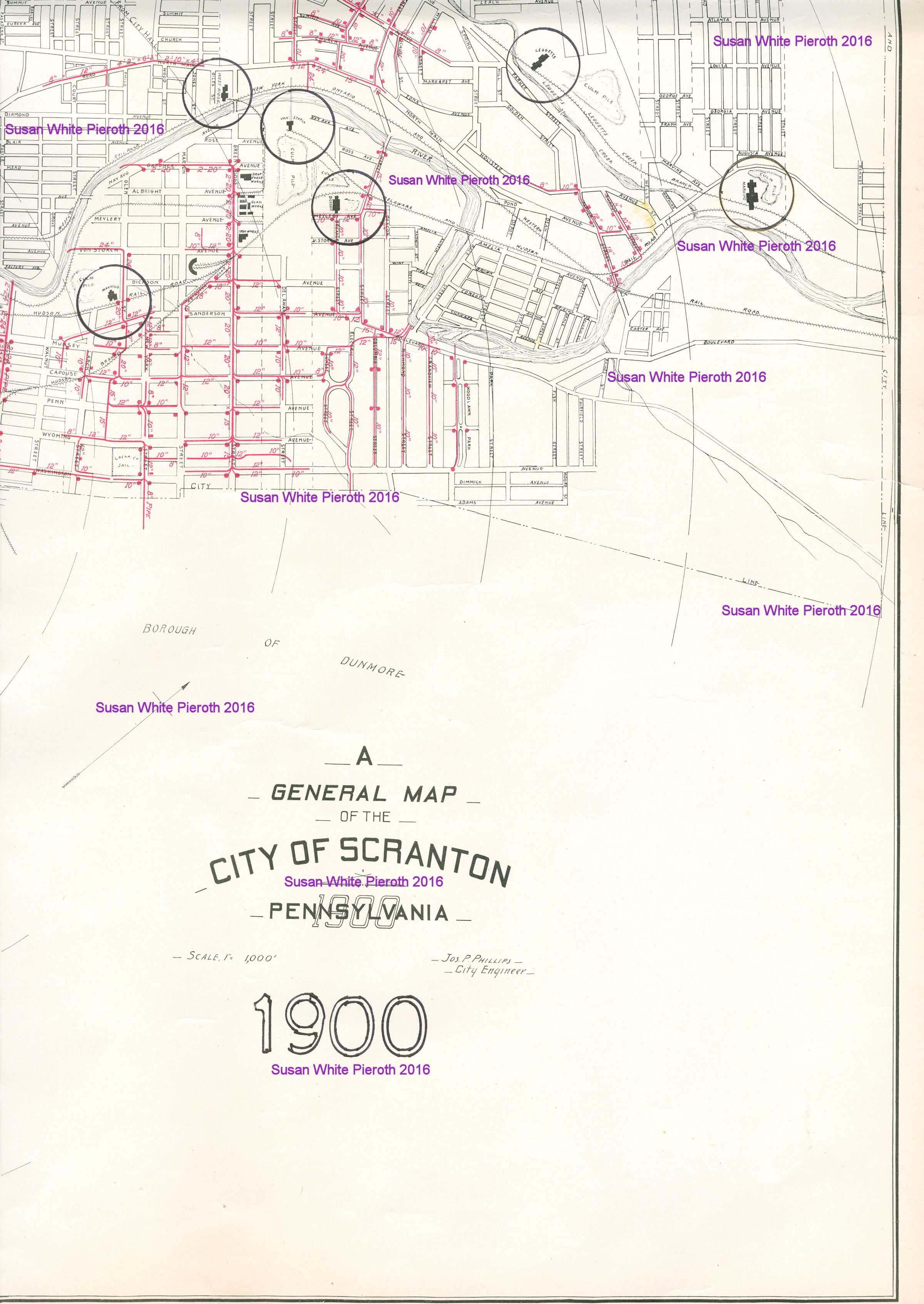 1900 General Map of Scranton, PA