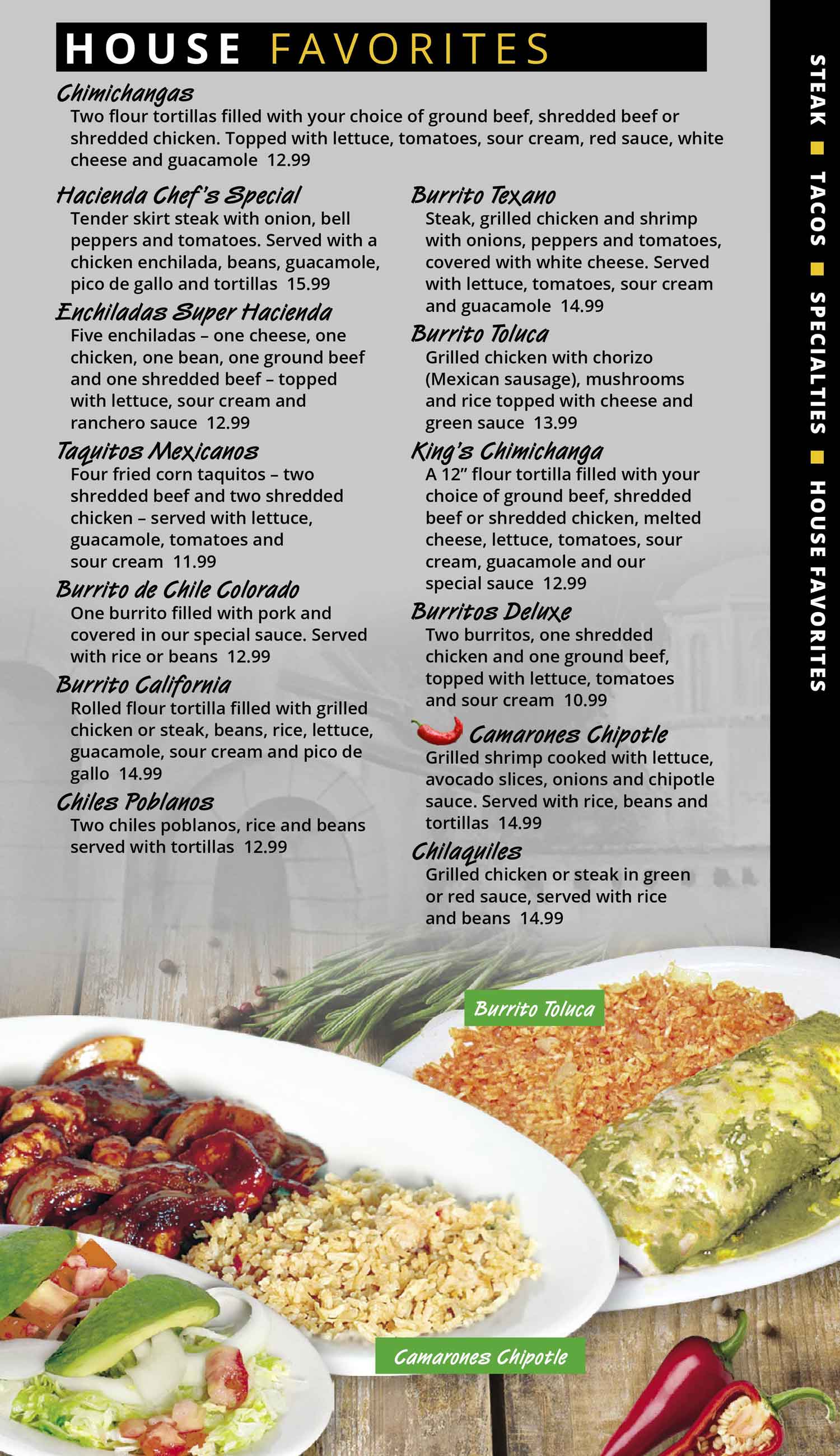 Our Menu La Hacienda 11 Mexican Restaurant