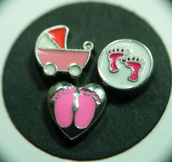 Baby Carriage Floating Charm, pink Lahara Lockets