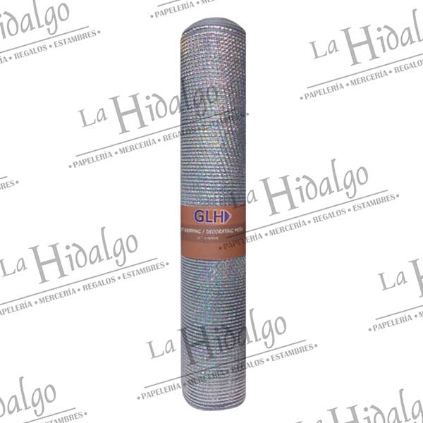MALLA DECORATIVA 53.3CM METALICA 5933 ROLLO CON 9.1MTS PLATA La Hidalgo