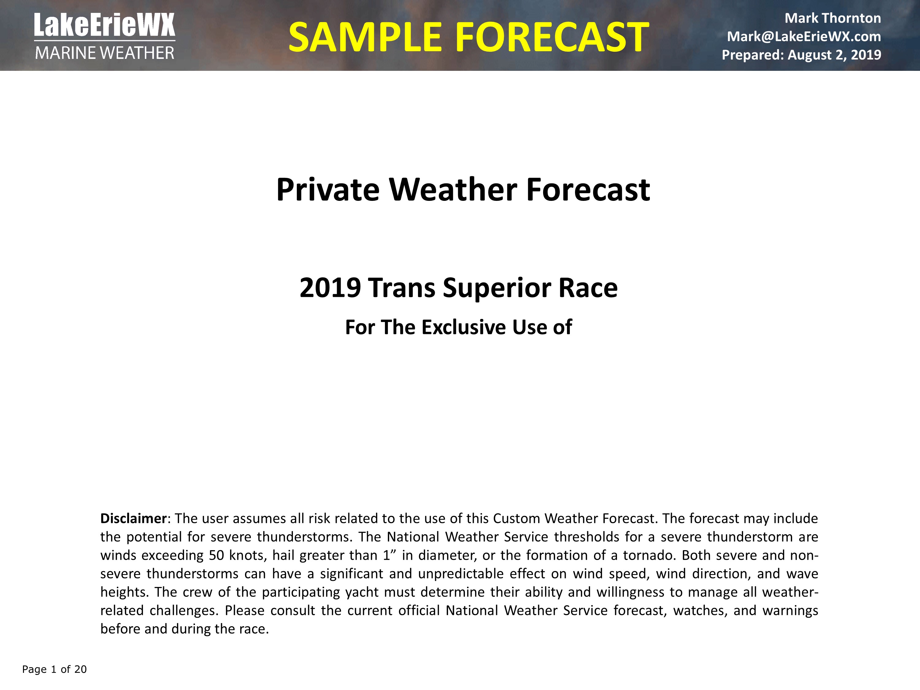 Custom Weather Forecasts Weather Routing