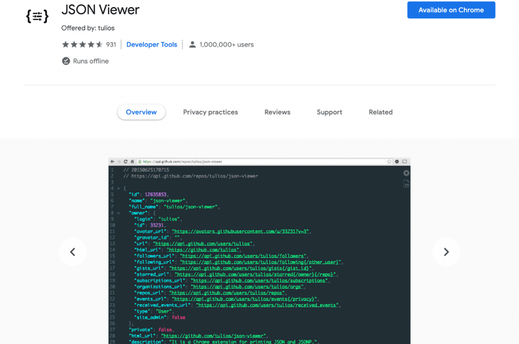 Chrome extension json formatter cinehrom