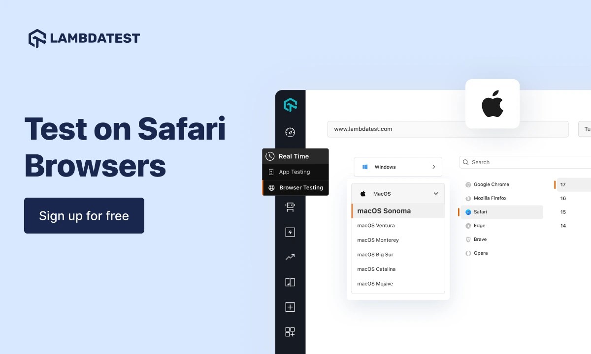 Test Your site on Real Safari Browser Online LambdaTest