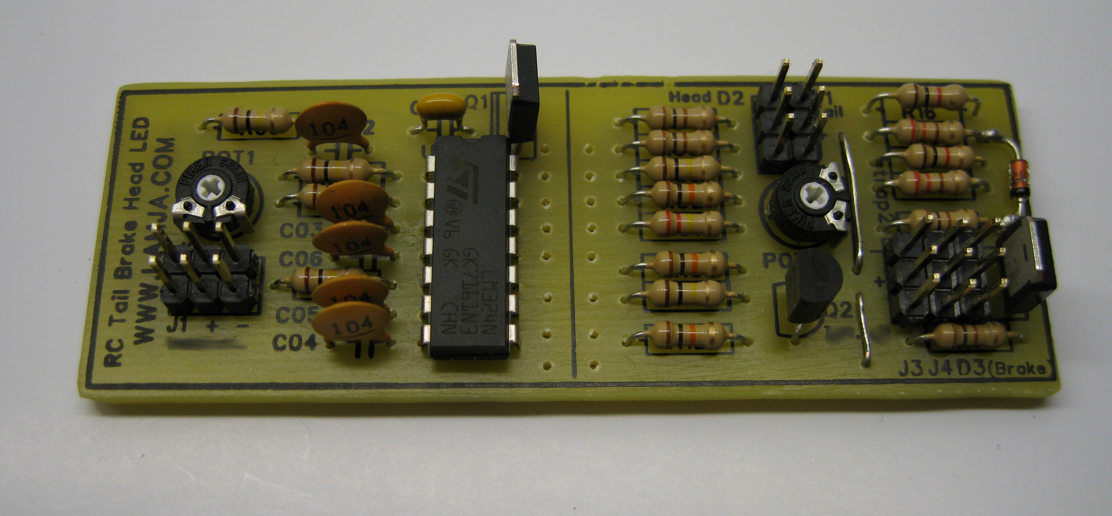 RC car head, tail and brake lights LED control board