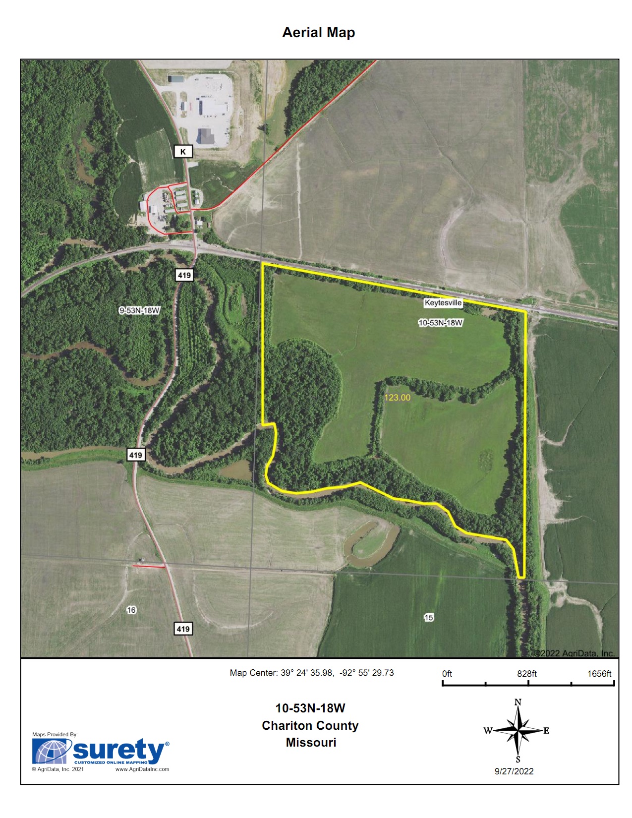 123 acres in Chariton County, Missouri