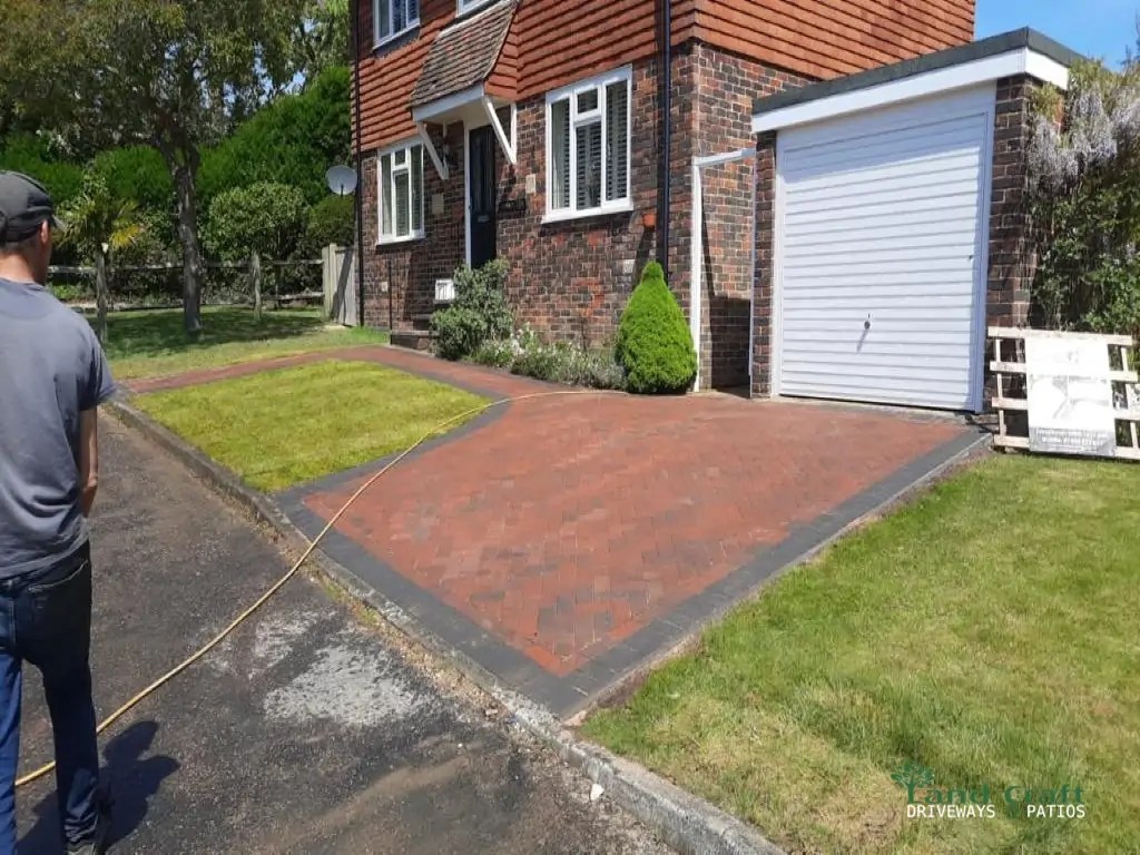 Block Paved Driveway and Raised Patio in Seaford Landcraft Driveways