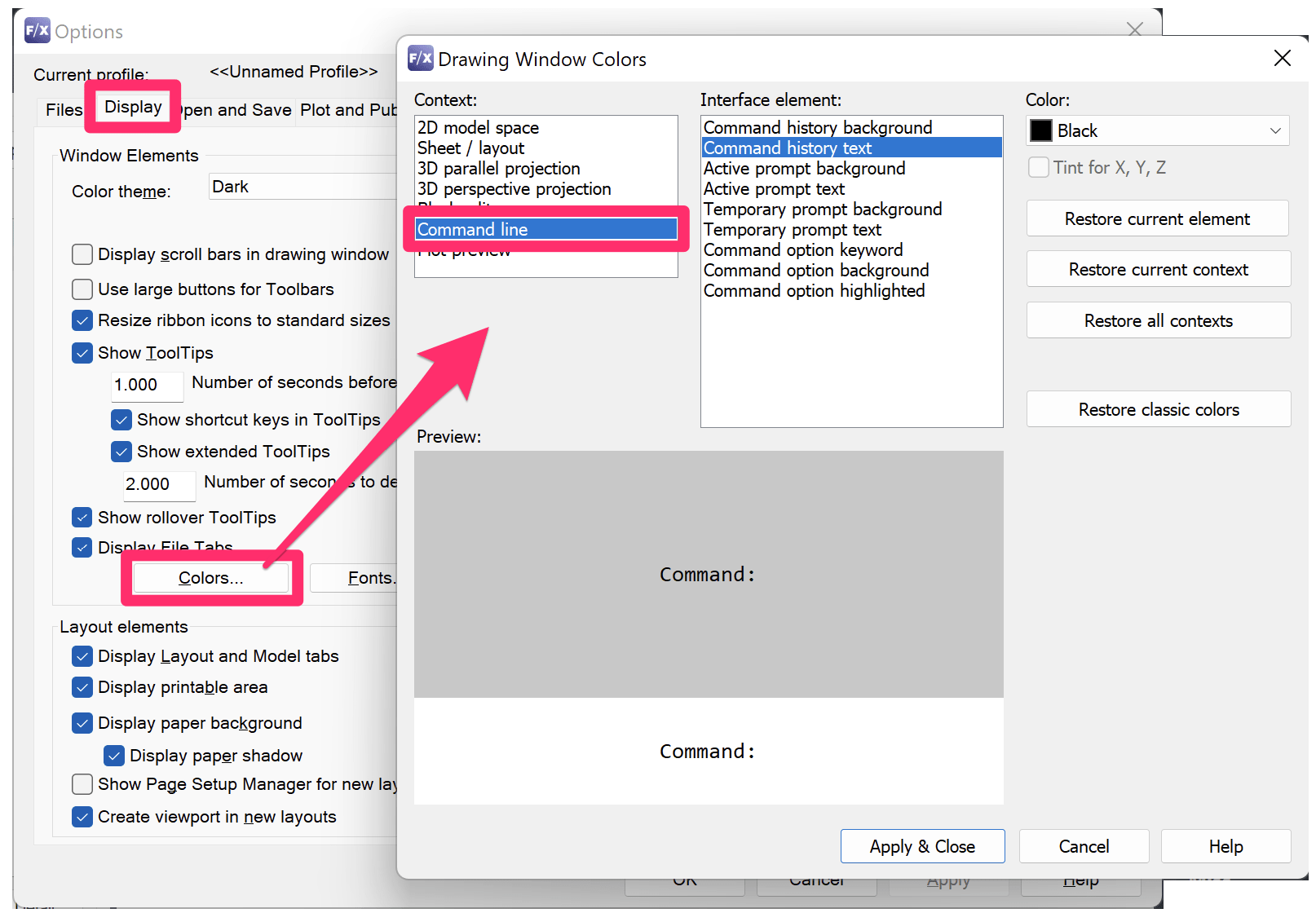 The AutoCAD Command Line or Command History is Blank
