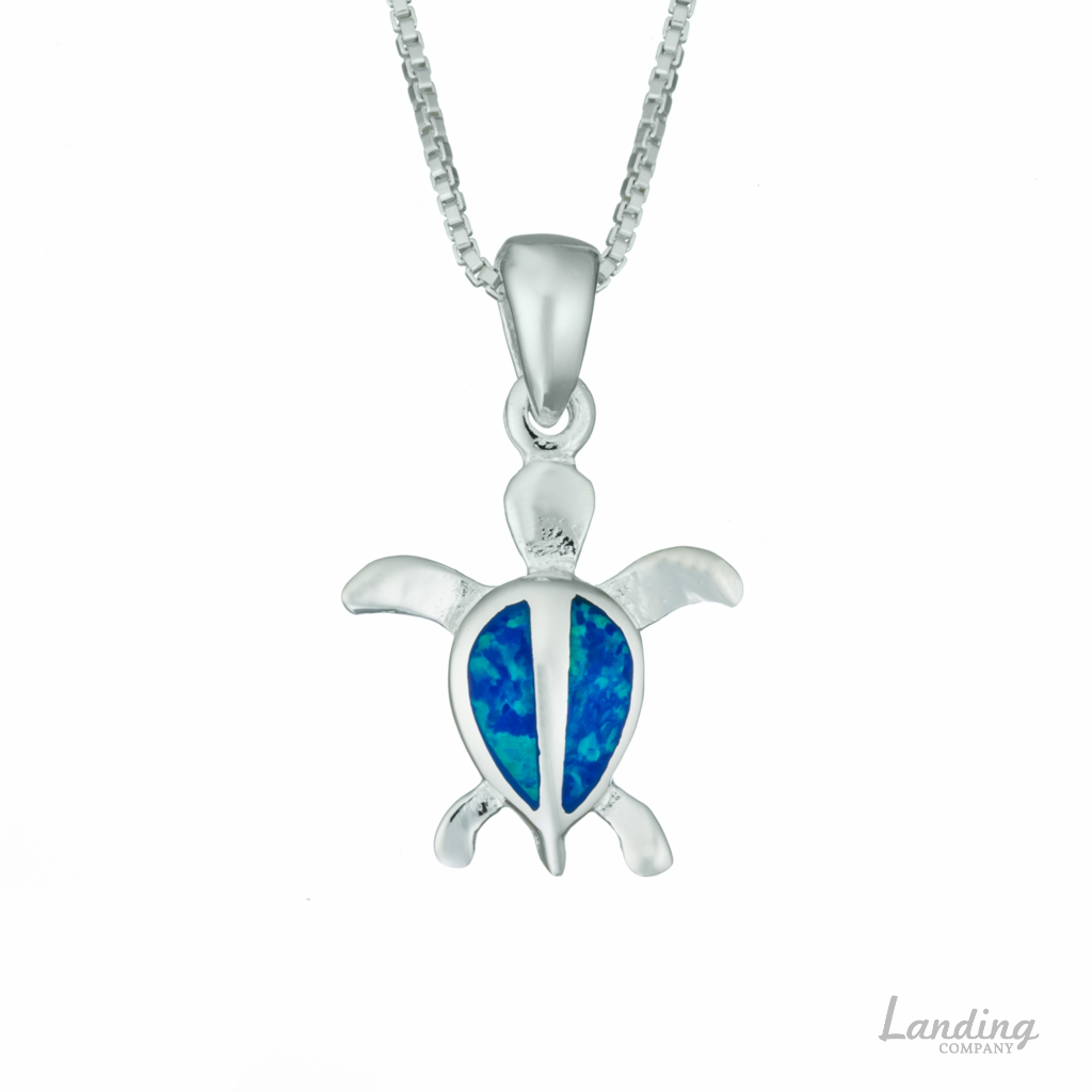 Reef Sea Turtle Blue Opal Necklace Landing Company