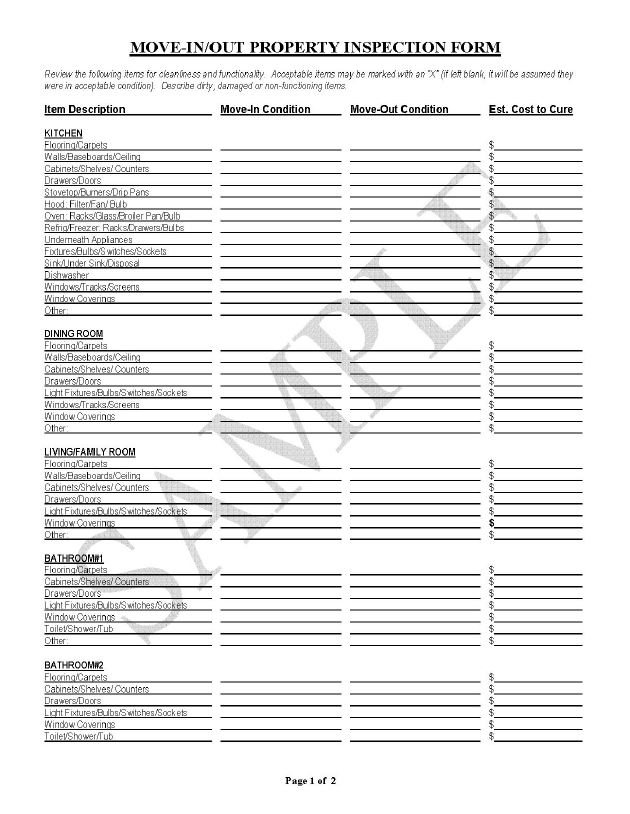 Rental Property Inspection Checklist Template