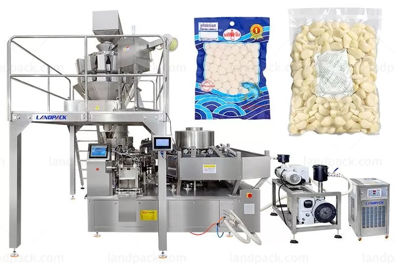 Full Automatic Rotary Vacuum Packaging Machine For Premade Pouch