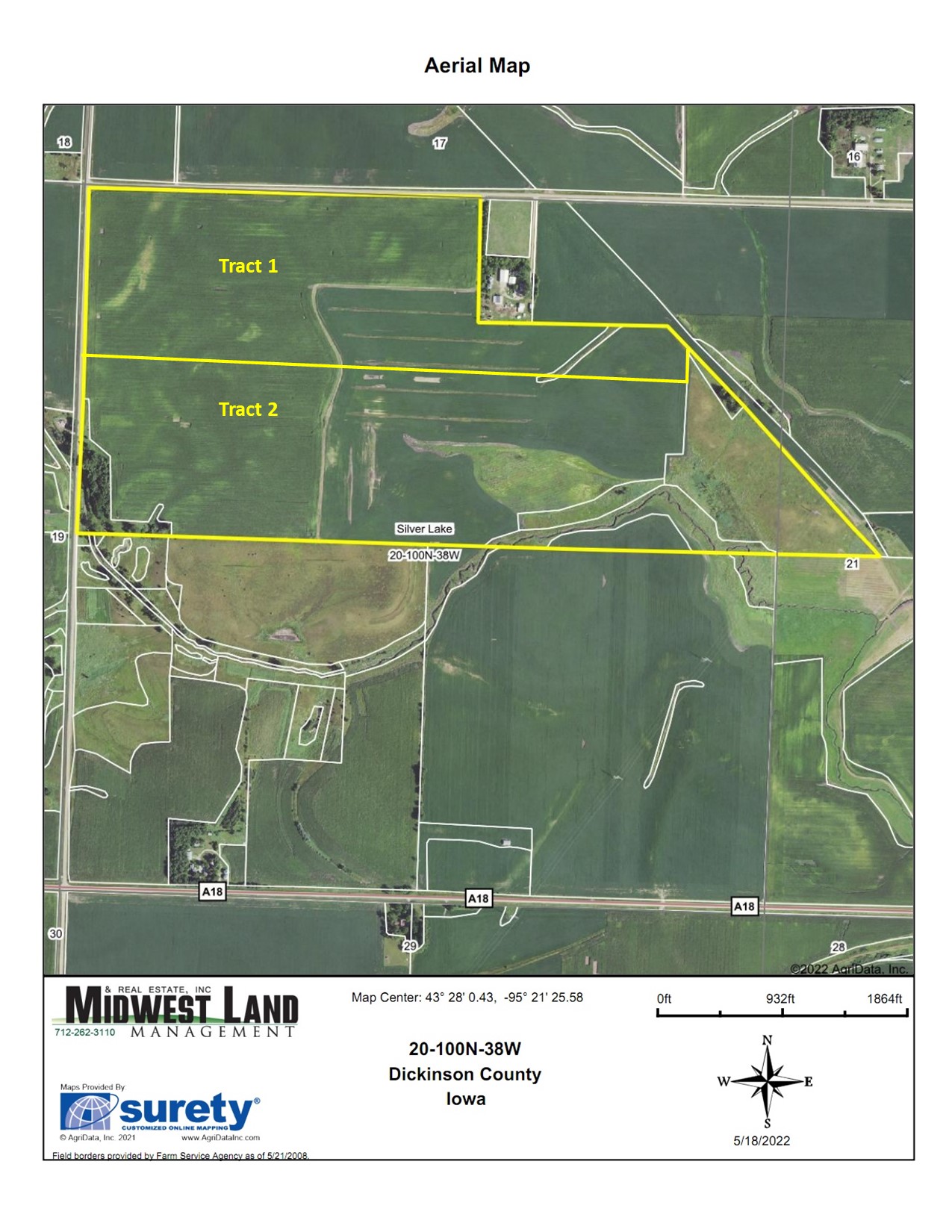 574.8 acres in Dickinson County, Iowa