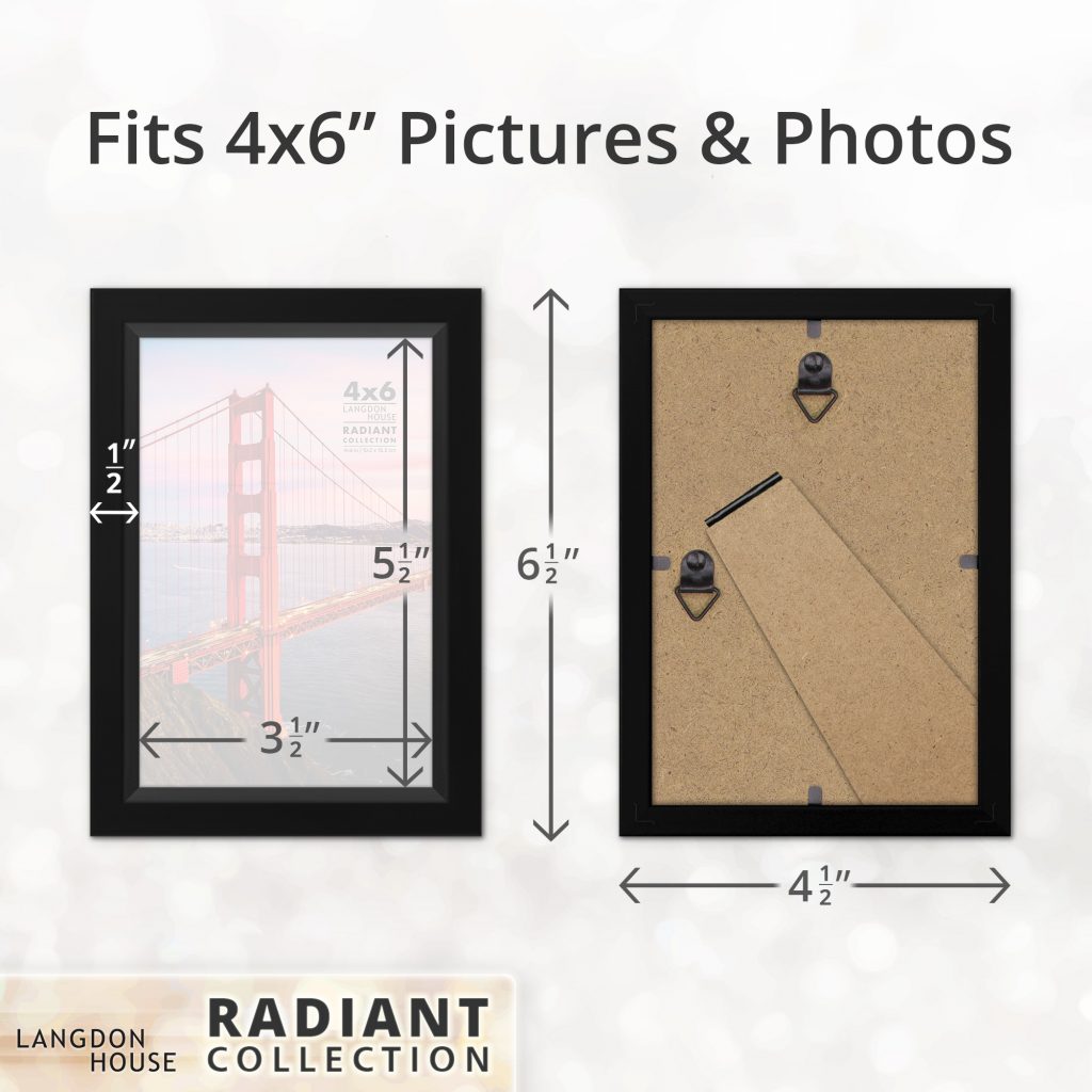 Langdon House Picture Frame, Modern w/ Beveled Accent, Tabletop Easel Included, Radiant