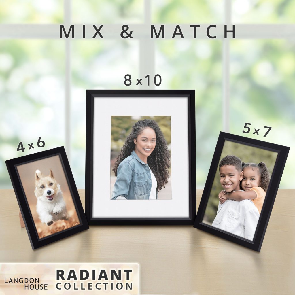 Langdon House Picture Frame, Modern w/ Beveled Accent, Tabletop Easel