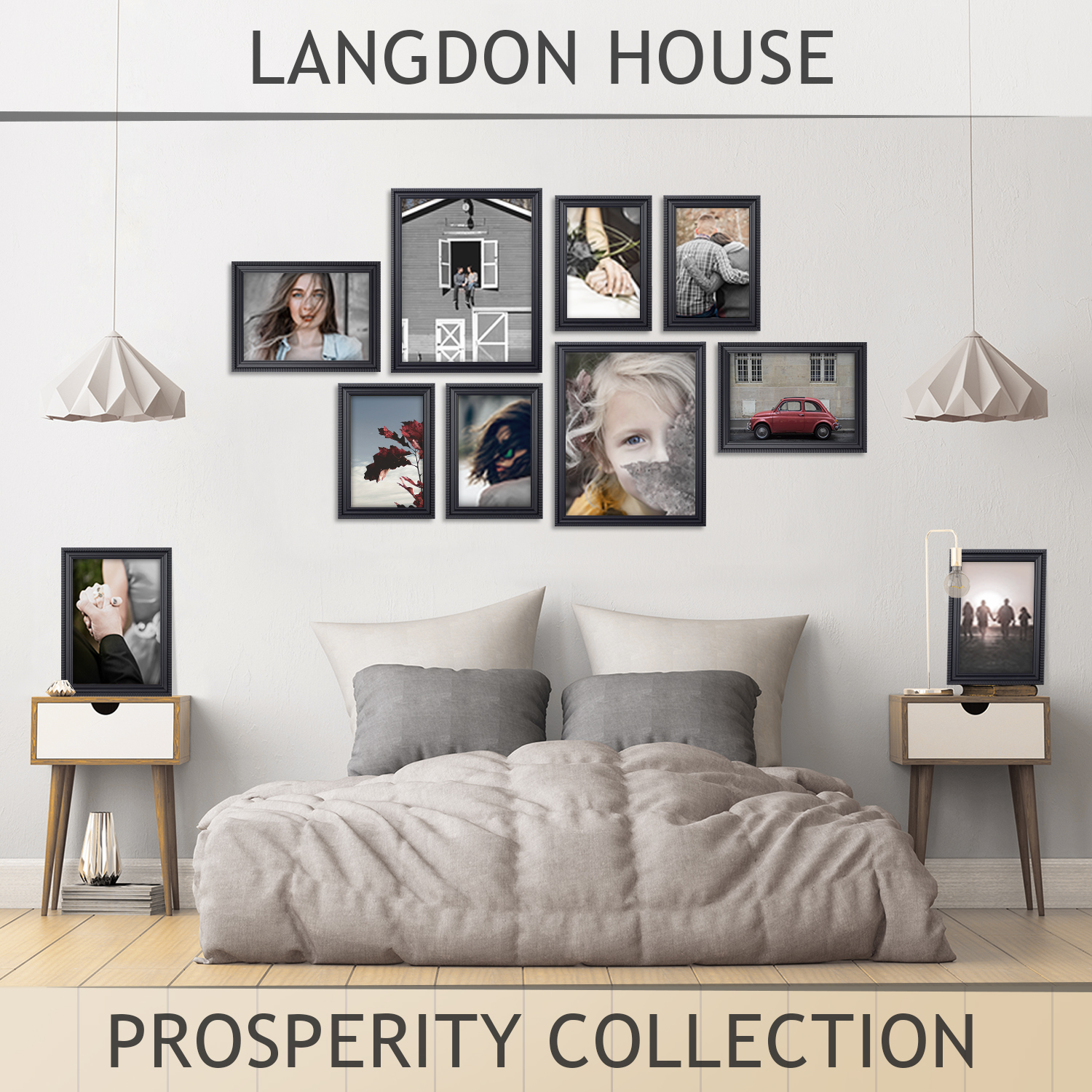Langdon House Picture Frames, Contemporary Frame Set, Wall Mount or Table Top, Prosperity